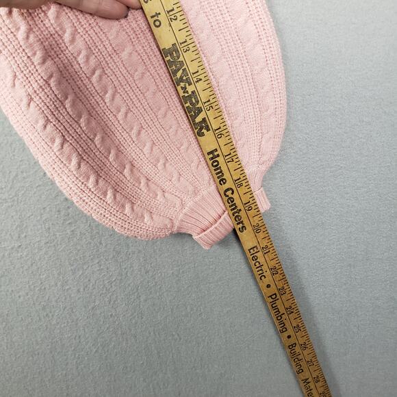 Balloon Sleeve Cable Knit Sweater Blush Pink Pullover Relaxed Fit Preppy Size L - Picture 4 of 7